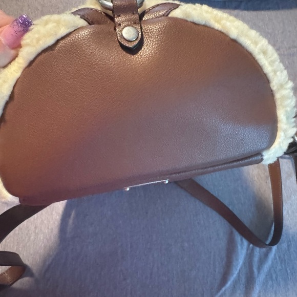 Rebecca Minkoff  Cream and Brown Shearling Backpack - Picture 2 of 4
